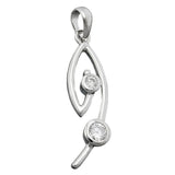 Anhänger 28x6mm Zirkonias weiß rhodiniert Silber 925