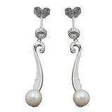 Stecker 34x6mm Zuchtperle 6mm mit Zirkonia rhodiniert Silber 925