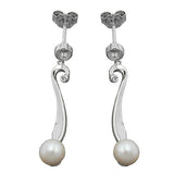 Stecker 34x6mm Zuchtperle 6mm mit Zirkonia rhodiniert Silber 925