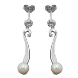 Stecker 34x6mm Zuchtperle 6mm mit Zirkonia rhodiniert Silber 925