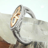 Ring 7mm bicolor rotvergoldet glänzend rhodiniert Silber 925 Ringgröße 54