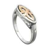 Ring 7mm bicolor rotvergoldet glänzend rhodiniert Silber 925 Ringgröße 54