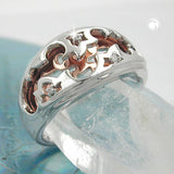 Ring 10mm bicolor mit Rotgold vergoldet rhodiniert Silber 925 Ringgröße 58
