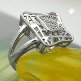 Ring 16mm mit vielen Zirkonias glänzend rhodiniert Silber 925 Ringgröße 58
