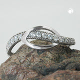 Ring 7mm mit vielen Zirkonias glänzend rhodiniert Silber 925 Ringgröße 56