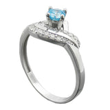Ring 10mm Zirkonias aqua und weiß glänzend rhodiniert Silber 925 Ringgröße 56