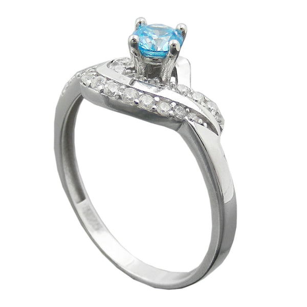 Ring 10mm Zirkonias aqua und weiß glänzend rhodiniert Silber 925 Ringgröße 59
