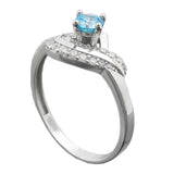Ring 10mm Zirkonias aqua und weiß glänzend rhodiniert Silber 925 Ringgröße 61