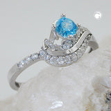 Ring 10mm Zirkonias aqua und weiß glänzend rhodiniert Silber 925 Ringgröße 61