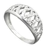 Ring 9mm Muster ausgestanzt glänzend diamantiert rhodiniert Silber 925 Ringgröße 58