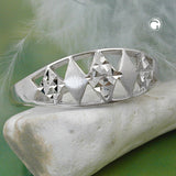 Ring 7mm Muster ausgestanzt matt-glänzend diamantiert rhodiniert Silber 925 Ringgröße 56