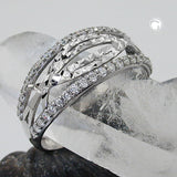 Ring 9mm mit Zirkonias glänzend diamantiert rhodiniert Silber 925 Ringgröße 60